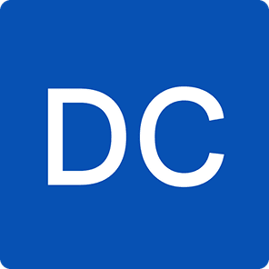 A blue icon with the letters 'DC' in white.