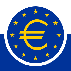 Logo featuring the Euro symbol (€) in yellow on a blue circular background adorned with yellow stars, representing the European Union.