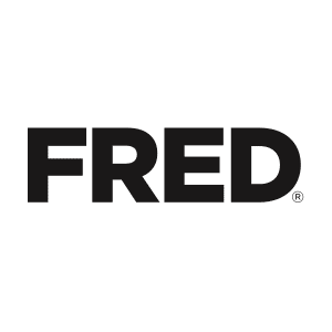 Logo of FRED (Federal Reserve Economic Data), featuring the word 'FRED' in bold black letters.